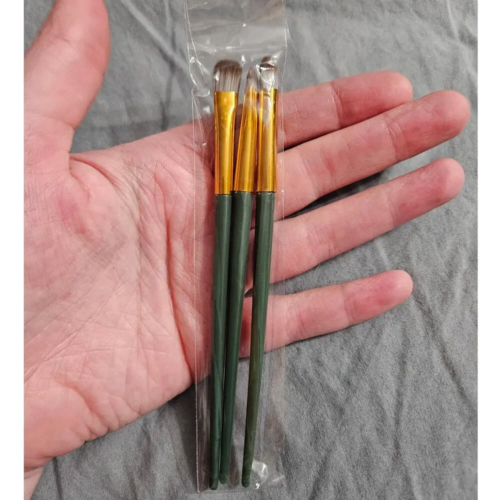 3pc Mini Makeup Brush Set Gold Boutique Unbranded Eyeshadow Blending Brushes NEW
